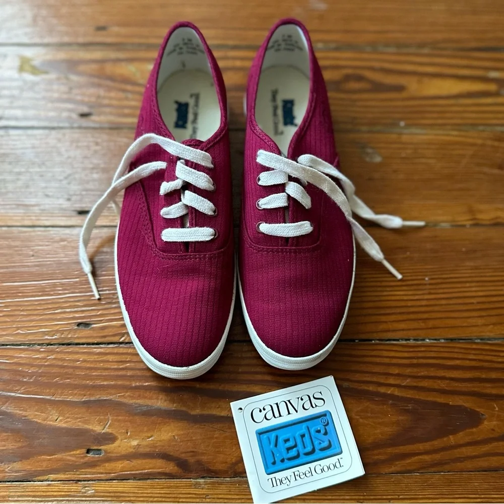 Vintage 1993 Keds Ribbed Oxford in Wine Sz 7 w orig box